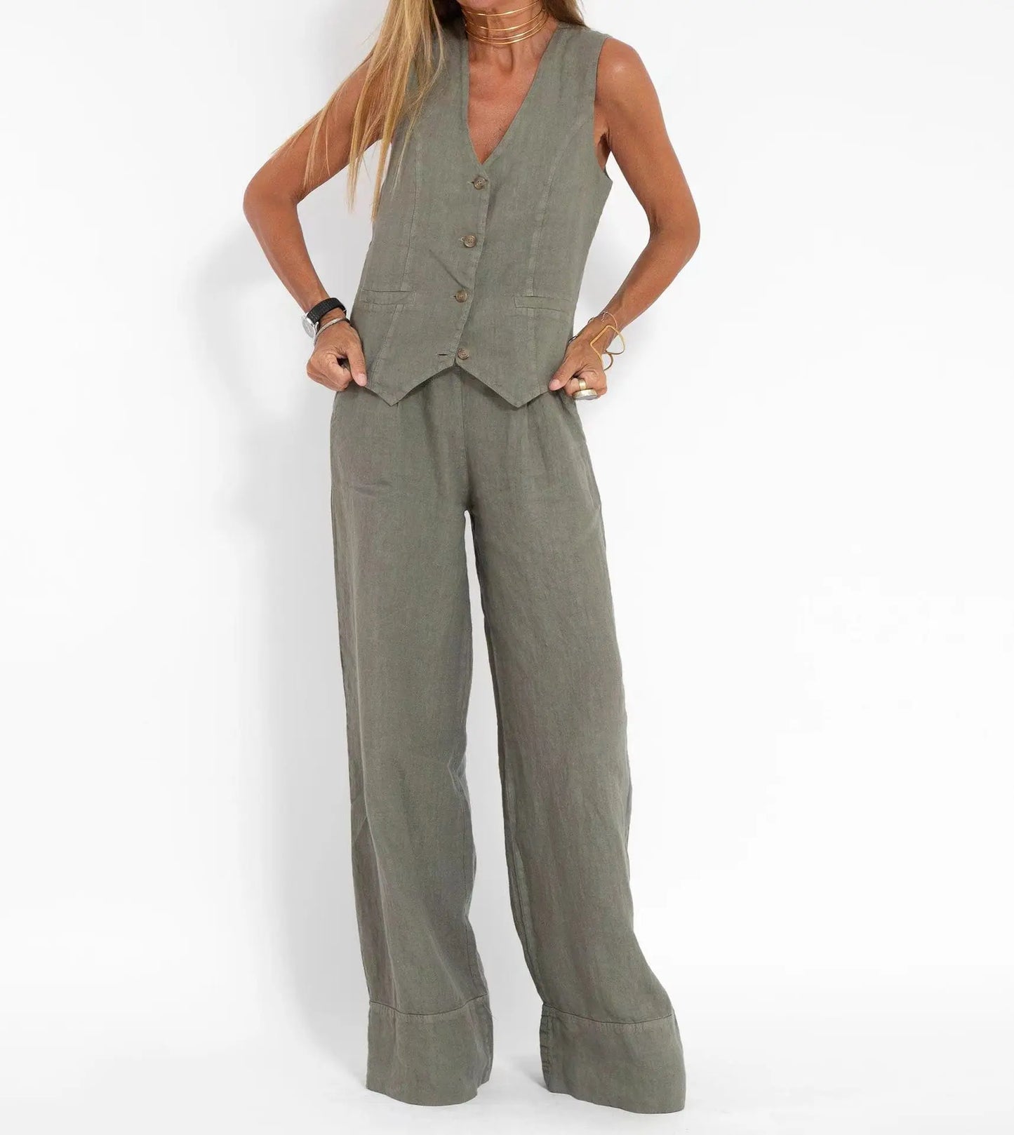Aéria - Ensemble Chic Gilet Lin