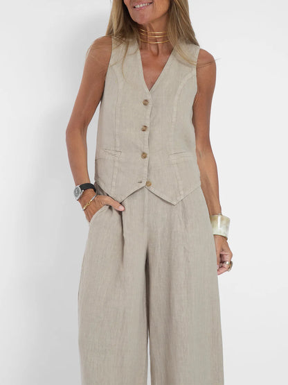 Aéria - Ensemble Chic Gilet Lin
