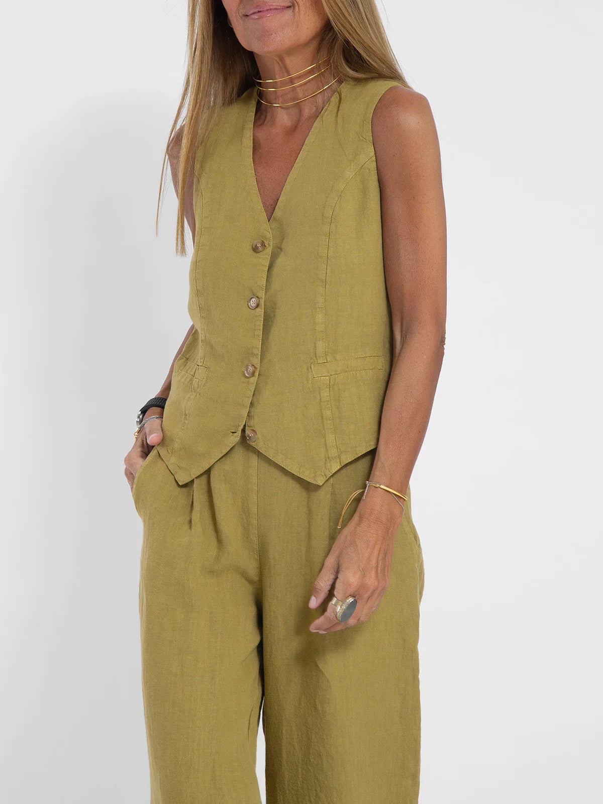 Aéria - Ensemble Chic Gilet Lin