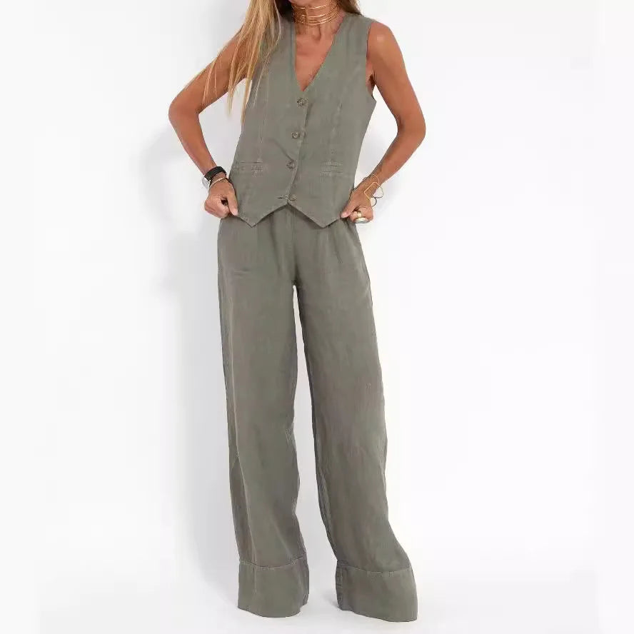 Aéria - Ensemble Chic Gilet Lin