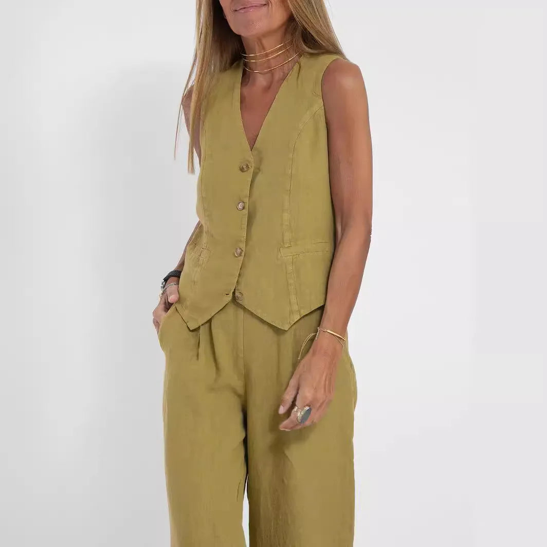 Aéria - Ensemble Chic Gilet Lin
