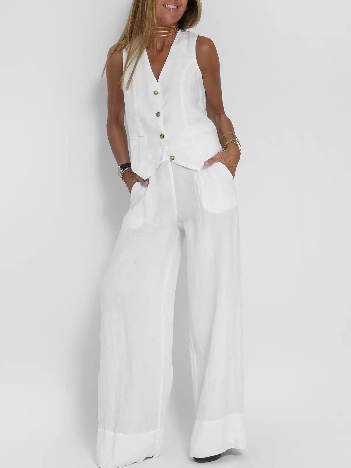 Aéria - Ensemble Chic Gilet Lin